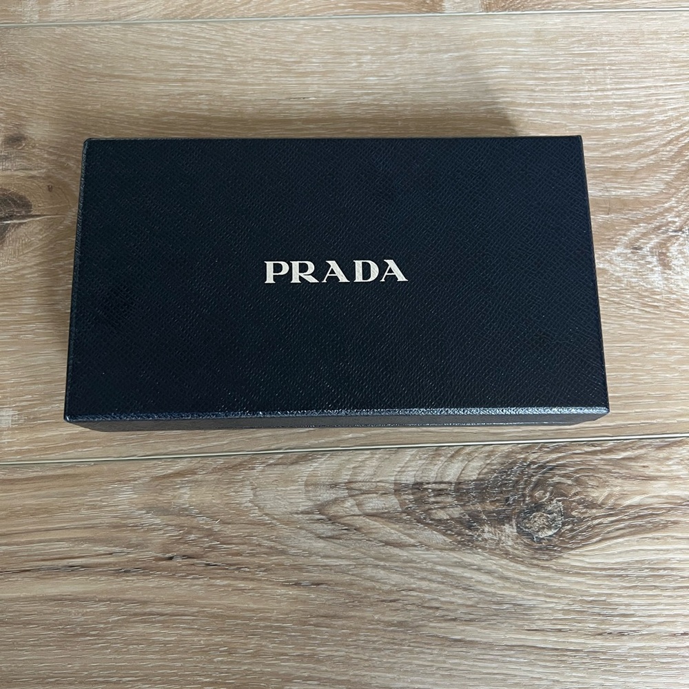 PRADA Black Diagramme Saffiano Fiocco Leather Wallet and Card Holder with box - Picture 12 of 12